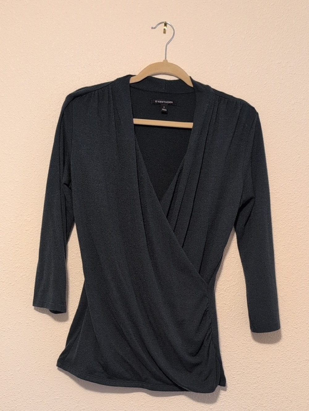 41 Hawthorn Dark Green Surplice Wrap Blouse